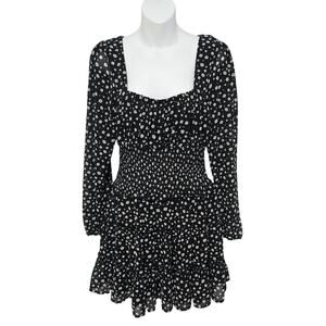 Y2K Trixxi Women's Black Daisy Floral Milk Maid Dress Babydoll Square Neck Large